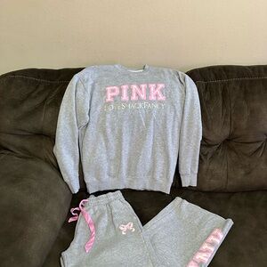 Pink x LoveShackFancy Gray and Pink Lounge Set